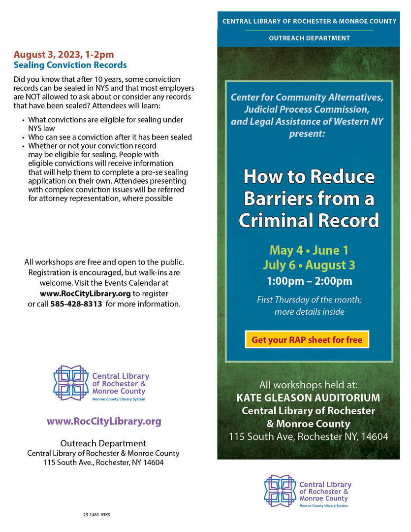 How to Reduce Barriers from a Criminal Record | Central Library of Rochester  and Monroe County | UpcomingEvents.com