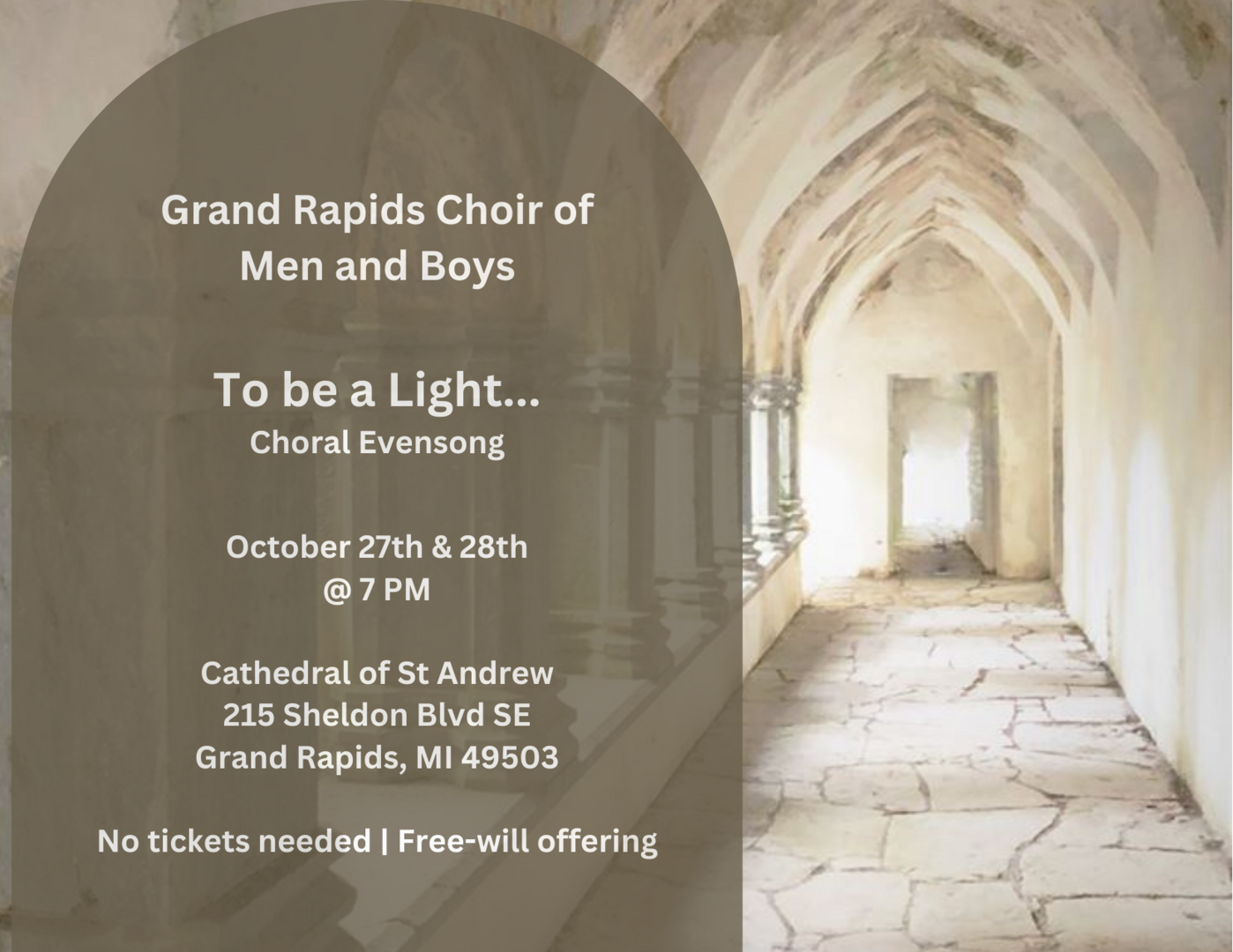 Grand Rapids Choir of Men and Boys Choral Evensong October 27th