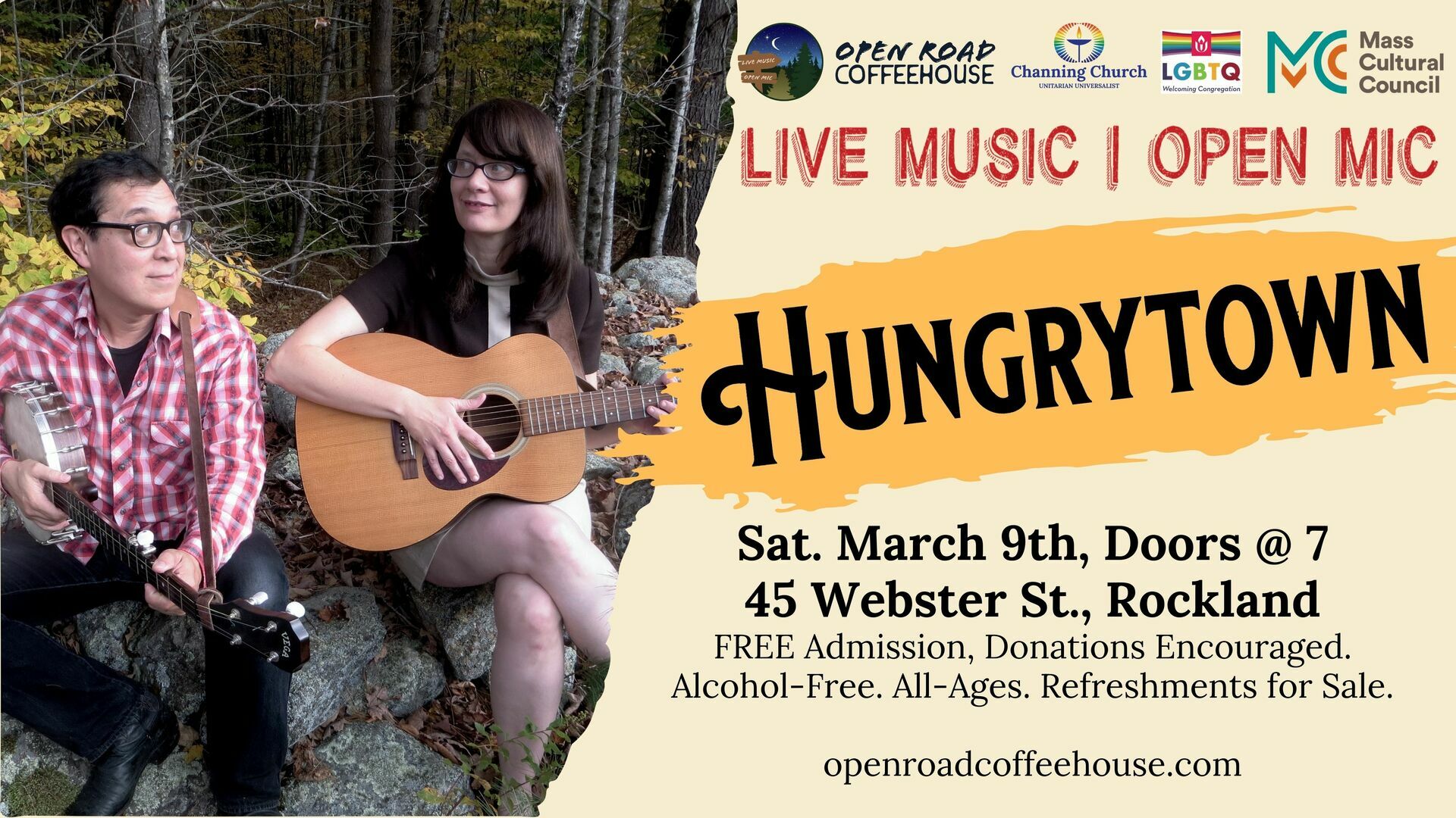 Hungrytown at the Open Road Coffeehouse | Channing Unitarian Universalist  Church | UpcomingEvents.com