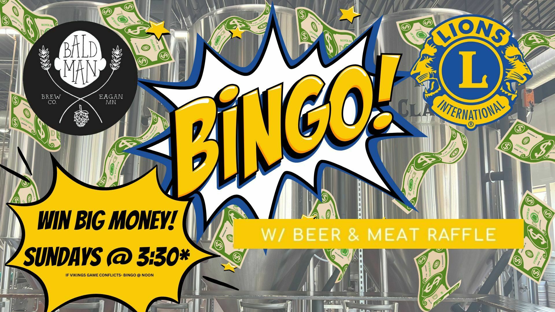 Big Money BINGO w/ Beer & Meat Raffle at Bald Man Brewing Bald Man