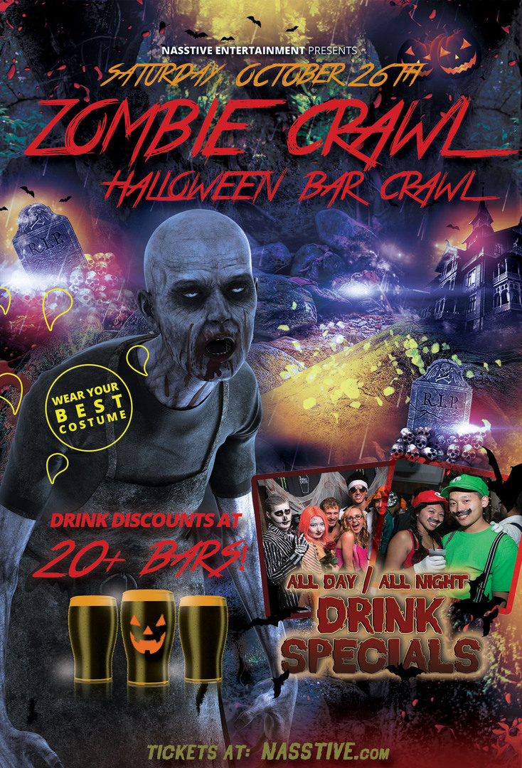 Denver Zombie Crawl Halloween Bar Crawl Saturday, October 26th