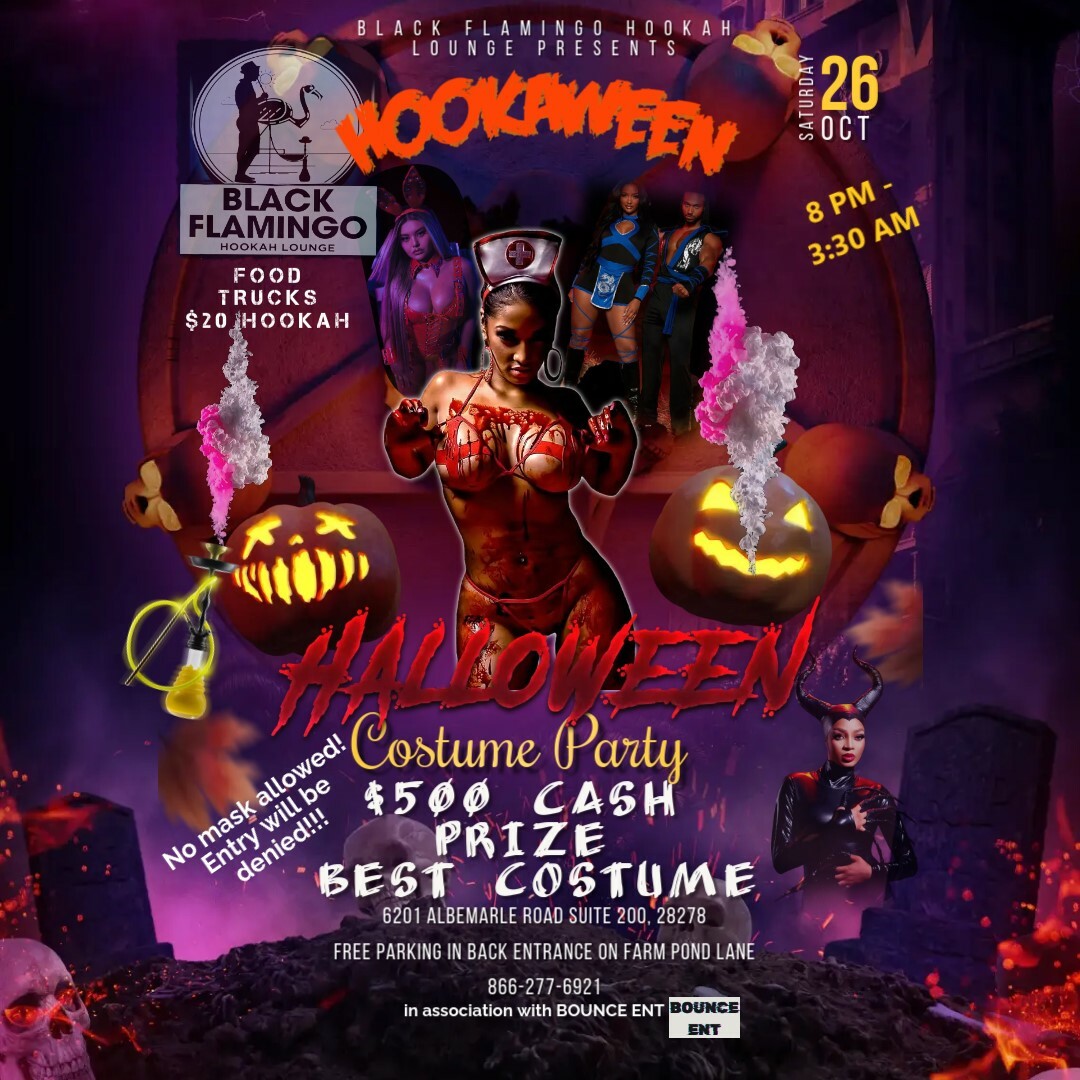 Hookaween Halloween Costume Party 500 Cash Prize Black Flamingo