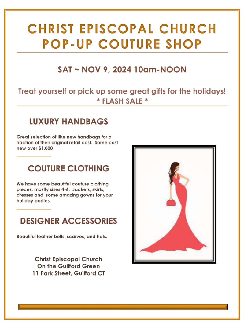Pop Up Couture Shop Christ Episcopal Church Guilford CT Christ
