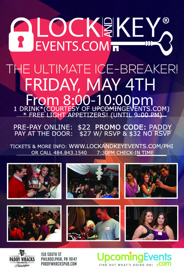 Lock and Key Singles Event! 2018 Tickets & Event Details Paddy Whacks