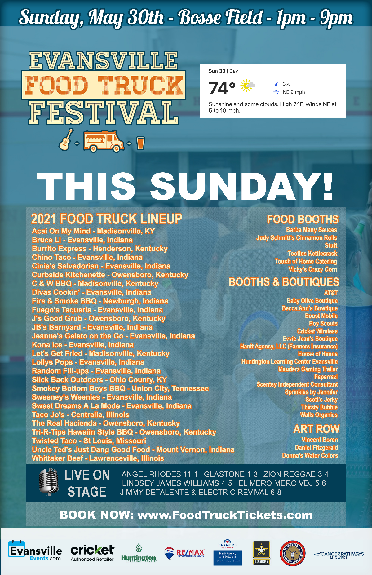 Evansville Food Truck Music Festival Tickets Event Details Bosse Field Stadium Upcomingevents Com Evansville Food Truck Festival 2022