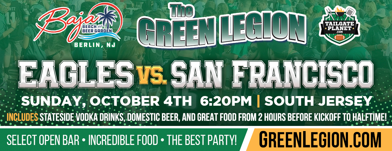 Eagles vs. San Francisco - South Jersey Eagles Tailgate at Baja Beach in Berlin