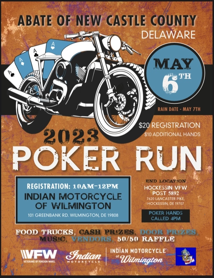 ABATE of New Castle County 2023 Motorcycle Poker Run Indian