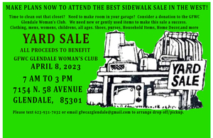 Glendale Woman's Club to host YARD SALE