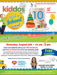 Kiddos Magazine to Host Back-to-School Bash and 10th Anniversary at City Place Doral on Aug. 5