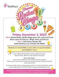 KIDSPEACE THEMED BASKET BINGO 2023 November 3, 2023
