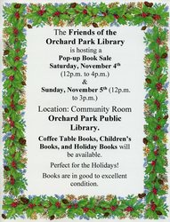 Pop-Up Book Sale, Coffee Table Books, Children's Books, Holiday Books, Orchard Park Public Library,