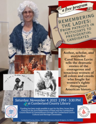 Free Historical Program “Remembering the Ladies” at Cumberland County Library on November 4