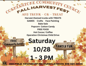 CORNERSTONE COMMUNITY CHURCH TRUNK OR TREAT AND FAMILY HARVEST FEST
