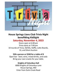 House Springs Lions Trivia Night