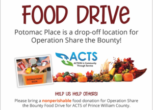 Food Drive for Operation Share the Bounty at Potomac Place