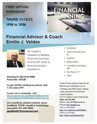 FREE VIRTUAL WORKSHOP WITH FINANCIAL ADVISOR & COACH, EMILIO J. VALDES