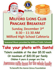 Milford Lions Club Pancake Breakfast with Santa