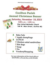 Cecilton UM Parish's Annual Bazaar!