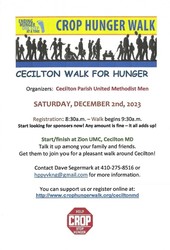 Cecilton U Parish's United Methodist Men are hosting a CROP WALK!