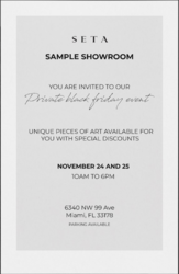 Join SETA for a Two-Day Sample Showroom Black Friday Sale in Doral with Exclusive Finds
