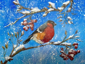 Winter Bird Acrylic Painting Class