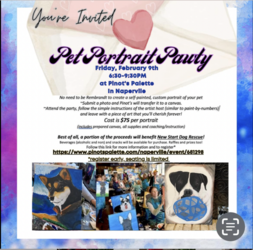 Galentine's Pet Painting Party at Pinot's Palette Benefitting New Start Dog Rescue of Illinois