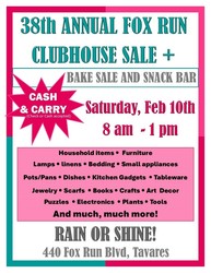 38th Annual Fox Run Clubhouse Sale + Bake Sale and Snack Bar