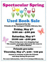 “SPECTACULAR SPRING” USED BOOK SALE AT THE LOCKPORT PUBLIC LIBRARY