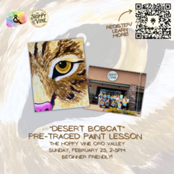 Desert Bobcat (Pre-Traced) Paint and Sip at Hoppy Vine Oro Valley