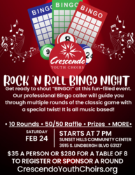 Crescendo Youth Choirs Rock n Roll Bingo