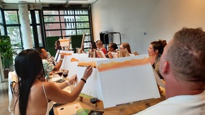 Surfboards at Sunset Paint and Sip