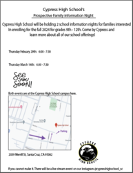 Cypress High School Prospective Parent Information Nights