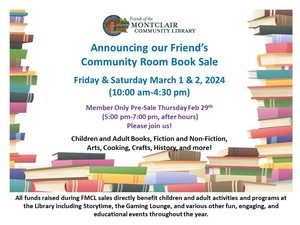 Friends of the Montclair Community Library (FMCL) Book Sale