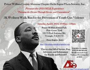 MLK 5K WELLNESSWALK/RUN FOR THE PREVENTION OF YOUTH GUN VIOLENCE-APRIL 6 @10AM