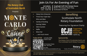 Monte Carlo Casino Night at Grayhawk on April 20 benefiting OCJ Kids and the Rotary Foundation