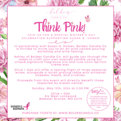 Think Pink! Candle Pouring Workshop & Wine Tasting in Partnership with Susan G Komen