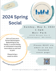 Bloomington Babysitting Co-op Spring Social