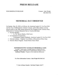 Memorial Day Observed