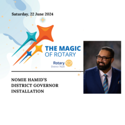 Installation of its youngest District Governor, Nomie Hamid in Rotary International District 7620