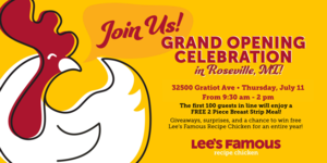 Get Ready to Savor Flavor at Lee's Famous Recipe® Chicken Grand Opening in Roseville, Michigan!