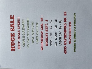 BEST DEALS EVER  AUG 28 - SEPT 2  at 6550 WAYNESBURG DR., WAYNESBURG