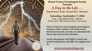 MV Genealogical Presents: A Day in the Life . . . Experience Your Ancestors’ Stories!
