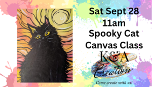 Spooky Cat Family Canvas Painting