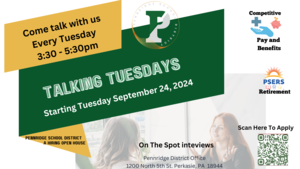 Talking Tuesdays with Pennridge's HR kicks off  9/24/24, from 3:30 PM -5:30 PM at  Pennridge SD