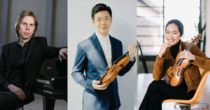 Paul Huang, Danbi Um, and Juho Pohjonen, violins and piano