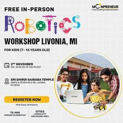 Free Robotics Workshop For Kids at Livonia, MI (7-14 yrs)