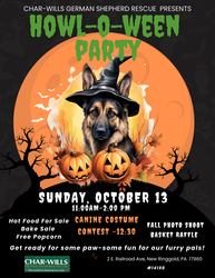 Howl-O-Ween Party for Pets & their People Oct 13,2024 11-2pm 2 E Railroad Ave New Ringgold, PA