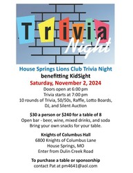 House Springs Lions Club Trivia Night