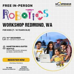 In-person Free Robotics Workshop For Kids at Redmond, WA