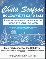 Chula Seafood Announces Holiday Gif Card Sale through DEC. 31